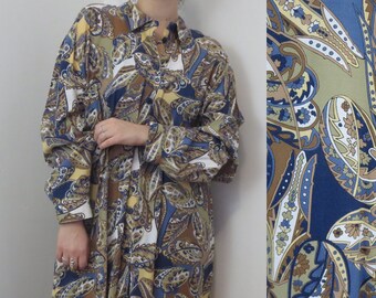 Vintage 1980s Liz Moody Paisley Long Sleeve Blouse – Retro Button-Up Shirt