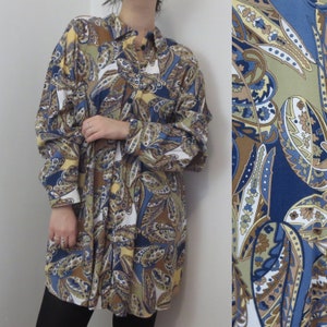 Vintage 1980s Liz Moody Paisley Langarm Bluse - Retro Hemd mit Knöpfen