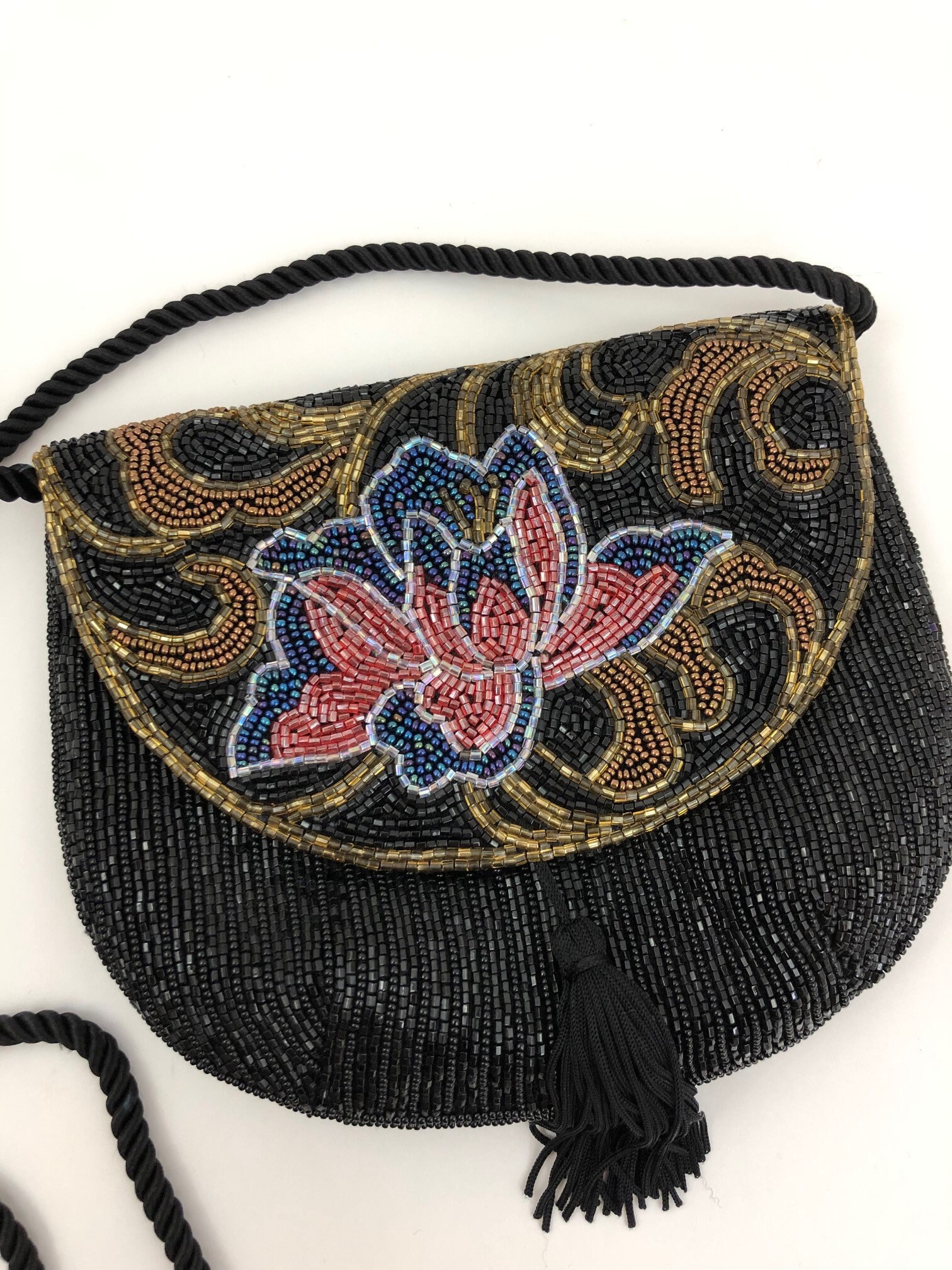 Vintage beaded handbag with matching belt Bag and belt set Etsy