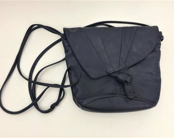 Navy Blue Faux Leather Purse - Hobo Slouch Purse - Retro Navy leather Purse - Crossbody Retro -Retro Vintage Purse -80's Purse -80's Handbag