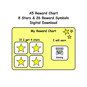 A5 Behaviour Reward Chart Printable 34 Symbols for SEN/ Visual Learners/Autism/ADHD/ADD/Pre-School Children Digital Download