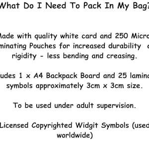 What Do I Pack in My Bag School Visual Board Autism/children and 25 ...
