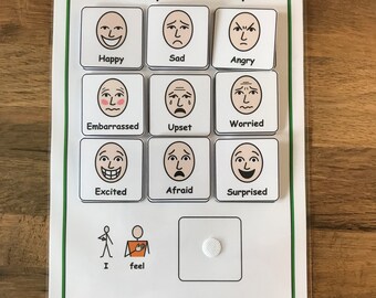 A4 Emotions Feelings How I Feel Chart for SEN/Visual Learners/Autism/Adhd/Add/Pre-School/Children Educational Resource