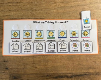 Home or School Weekly Planner Chart for SEN/ Visual Learners/Autism/ADHD/ADD/Pre-School and Learning Difficulties