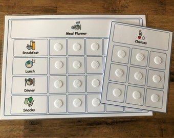 Meal Planner Visual Choice Board & 105 Food Symbols Children Autism Visual Aid for Asd/Adhd/Learning Difficulty/Visual Learners/Pre-School