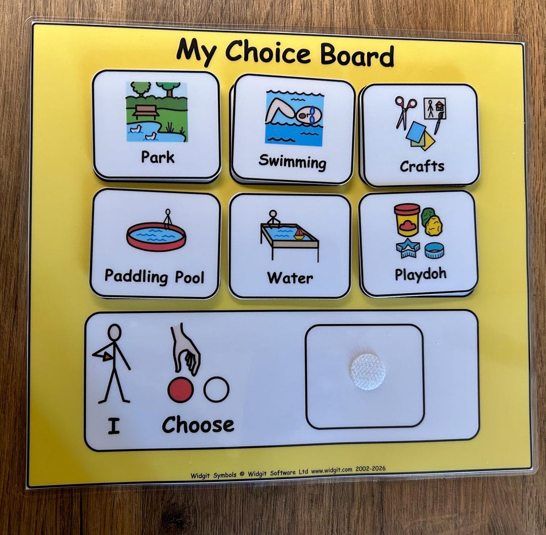 My Choice Board Communication Visual Support Visual Aid for Asd