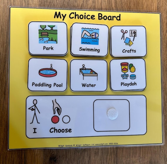 My Choice Board Communication Visual Support Visual Aid for Asd/Adhd/Add/Learning Difficulty/Visual Learners/Pre-School & 40 Symbols