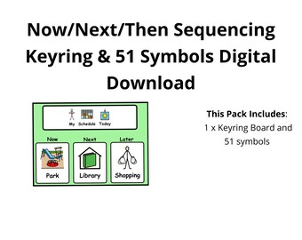 Now Next Then-sleutelhanger en 51 symbolen Visueel tijdschema afdrukbaar voor autisme ADHD SEND kinderen digitale download