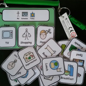 3 Step Sequencing Keyring - Visual Support  for Asd/Adhd/Learning Difficulty/Visual Learners/Pre-School Now/Next/Later Board & 50 Symbols