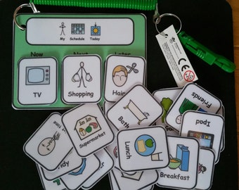 3 Step Sequencing Keyring - Visual Support  for Asd/Adhd/Learning Difficulty/Visual Learners/Pre-School Now/Next/Later Board & 50 Symbols