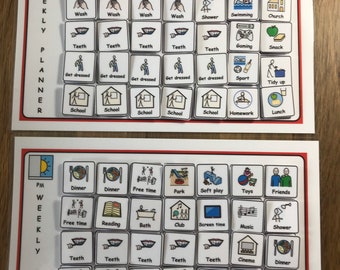 Weekly Schedule Planner Routine Daily Visual Timetable Visual Aid for Autism ADHD Learning Disability SEND Children & 199 Symbols