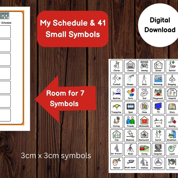 Daily Schedule Chart 41 Small Symbols Visual Timetable Printable for Autism/Learning Difficulty/Children/Pre-School/ASD/SEN Digital Download