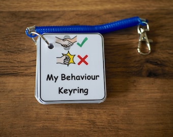 My Behaviour Keyring Keychain Visual Support Visual Aid for Asd/Adhd/Add/Learning Difficulty/Visual Learners/Pre-School Children