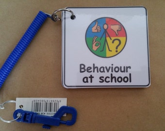 Behaviour At School Keyring Visual Support Visual Aid for Asd/Adhd/Add/Learning Difficulty/Visual Learners/Pre-School