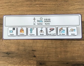 Small My Bedtime Routine Chart Visual Support Visual Aid for Asd/Adhd/Add/Learning Difficulty/Visual Learners/Pre-School & 18 Small Symbols