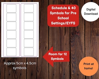 Schemaschema en 40 symbolen afdrukbaar voor een peuter/kleuter/EYFS Tijdschema ASD/SEND/kleuter/basis/school Digitale download