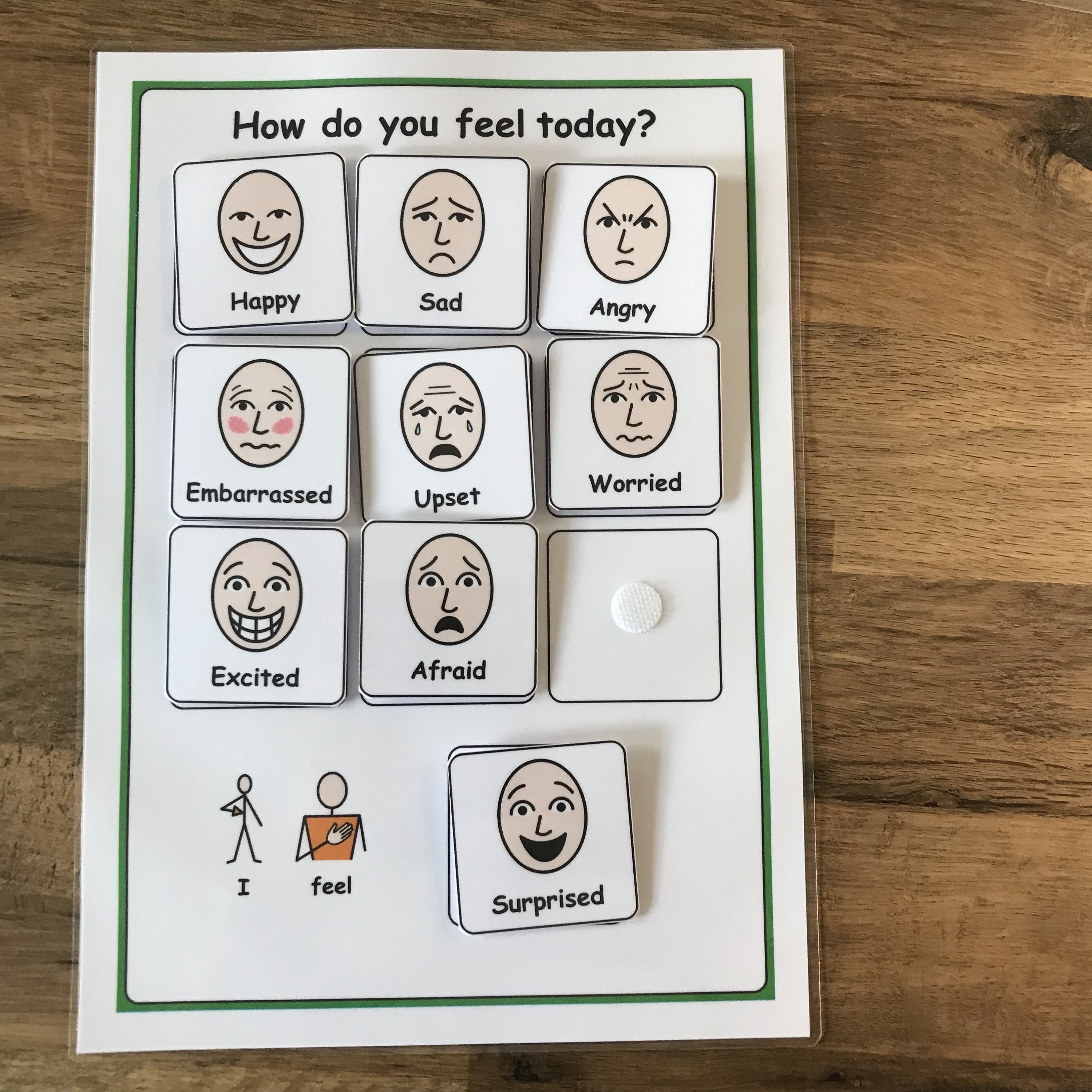 A4 Emotions Feelings How I Feel Chart for Sen/visual Learners