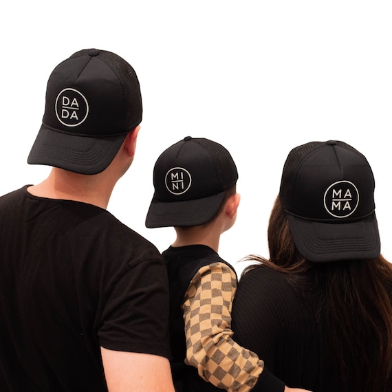 Black Trucker Family Hats Mama Dada and 