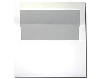 White with Light Gray Lined Envelopes - A7 Size - 20 Pack