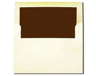Cream with Chocolate Brown Lined Envelopes - A7 and A2 Sizes - 20 Pack