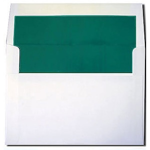 A7 White with Teal Blue Green Lined Envelopes -  A7 Size for 5x7 Cards - 20 Pack
