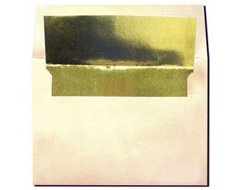 Cream with Gold Foil Lined Envelopes - A7 Size - 5 1/4" x 7 1/4" Envelopes - 20 Pack
