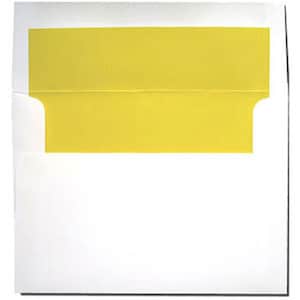 White with Bright Sun Yellow Lined Envelopes - A7 Size - 20 Pack