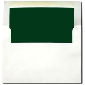 White with Hunter Green Lined Envelopes - Sizes A7 and A2 - 20 Pack