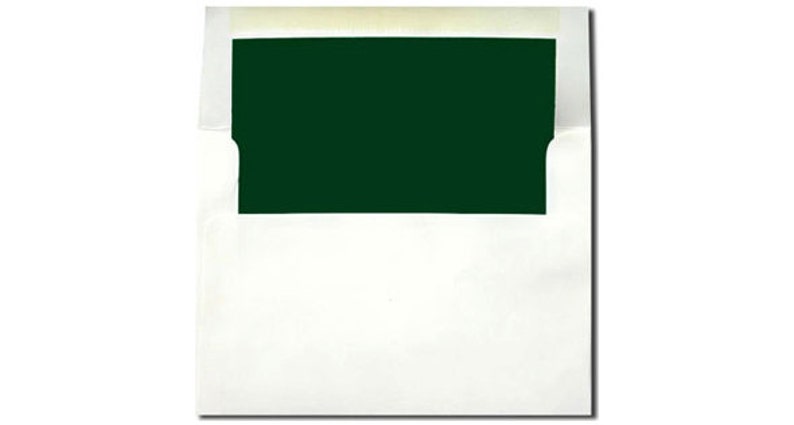 White with Hunter Green Lined Envelopes Sizes A7 and A2 20 Pack image 1