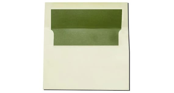 aloveページ A7 Cream With Olive Green Pearl Lined Envelopes A7 Size - 5 1/4