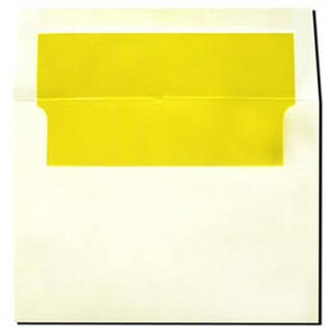 Cream with Sun Yellow Lined Envelopes - A7 Size - 20 Pack