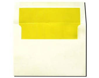 Cream with Sun Yellow Lined Envelopes - A7 Size - 20 Pack