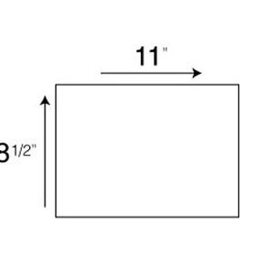 May include: A white rectangle with black lines outlining the shape. The rectangle is 11 inches wide and 8 1/2 inches tall.