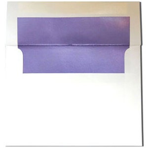 A2 White with Lilac Purple Pearl Lined Envelopes - Note Card Size - 20 Pack