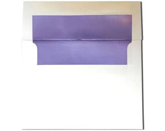 A2 White with Lilac Purple Pearl Lined Envelopes - Note Card Size - 20 Pack
