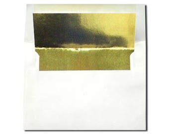White with Gold Foil Lined Envelopes - A7 and A2 Sizes - 20 Pack