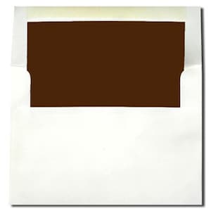 White with Chocolate Brown Lined Envelopes - A7 and A2 Sizes - 20 Envelopes