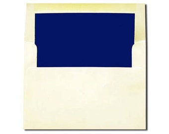 Cream with Navy Blue Lined Envelopes - A7 and A2 Sizes - 20 Pack