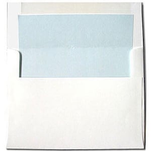 May include: A white envelope with a light blue inner liner.