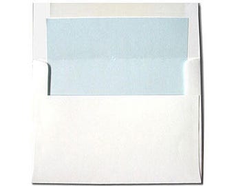 White with Light Blue Lined Envelopes - A7 Size - 20 Pack - Baby Blue Lined Envelopes