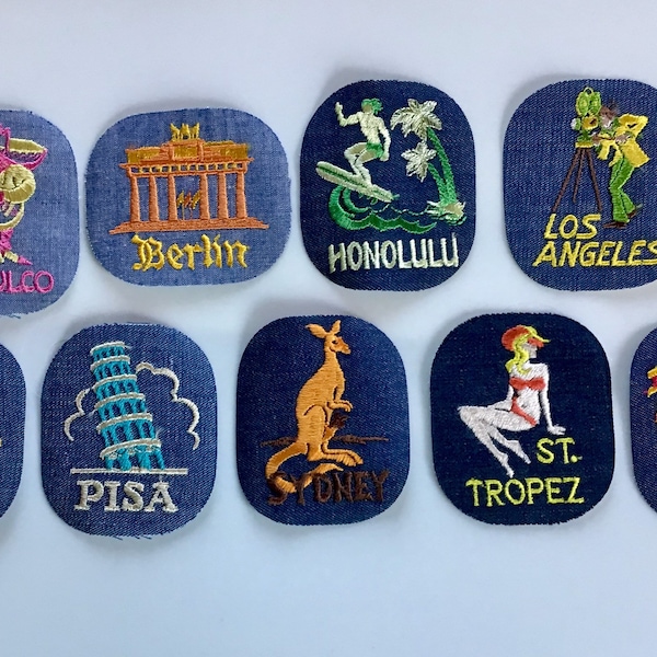 City Countries Denim Iron On Patch Acapulco New York Sydney Australia Pisa