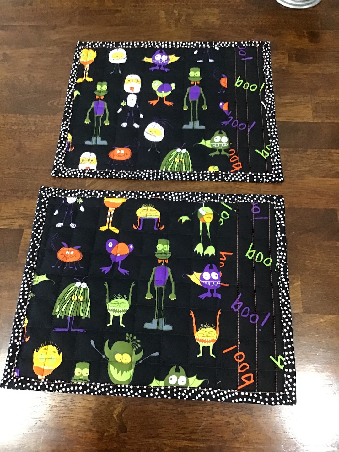 Halloween Quilted Table Topper Kids Placemats Snack Mats Set of Two ...