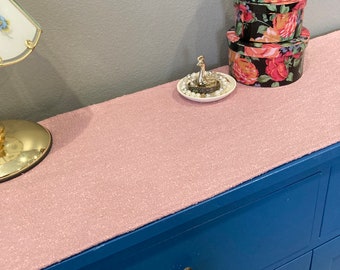 Pink textured table runner, dresser entryway coffee table cover home decor Spring Holiday Easter Retro Christmas