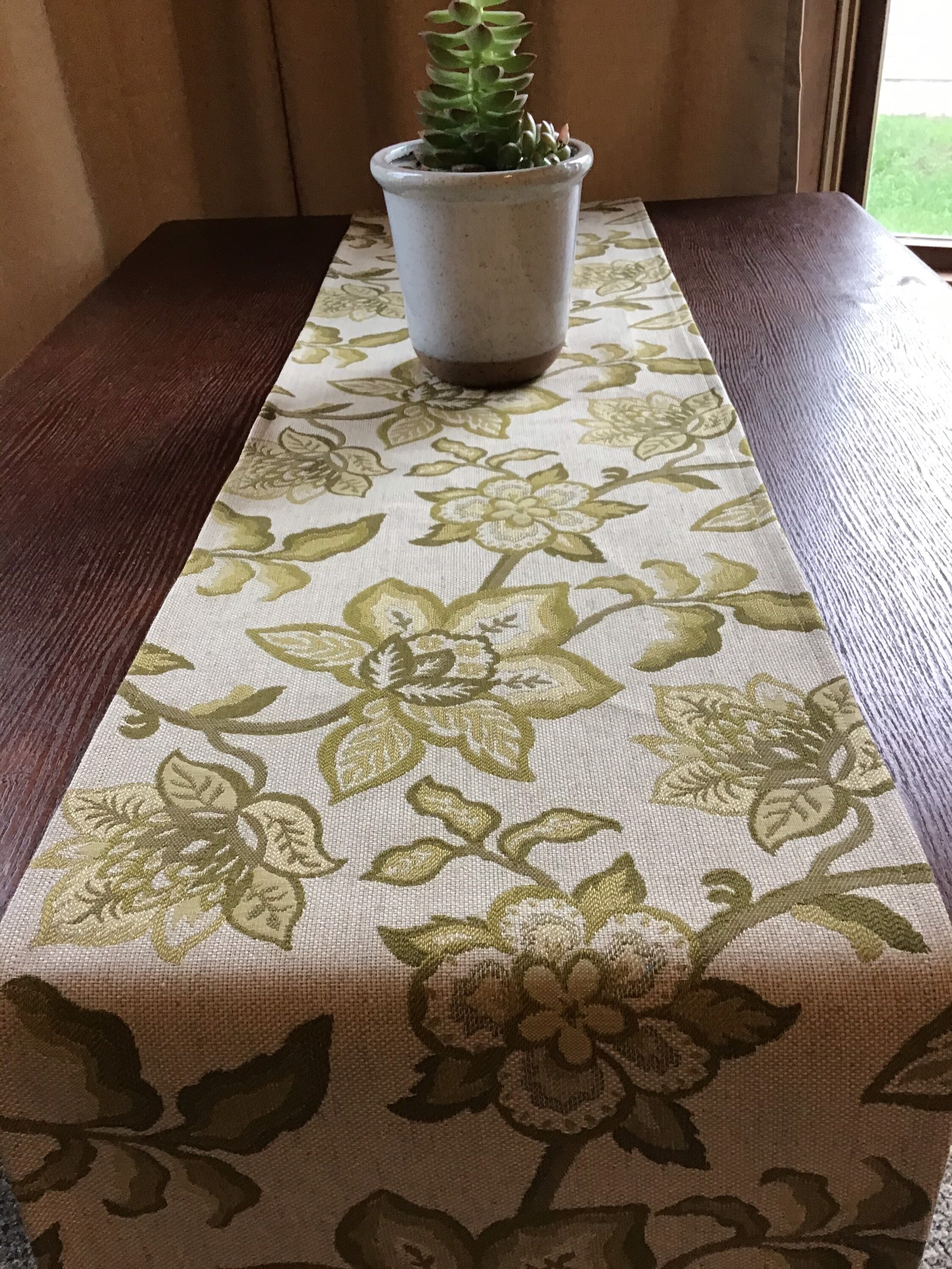 Elegant Modern Floral Tapestry Table Runner Neutral Tapestry Etsy