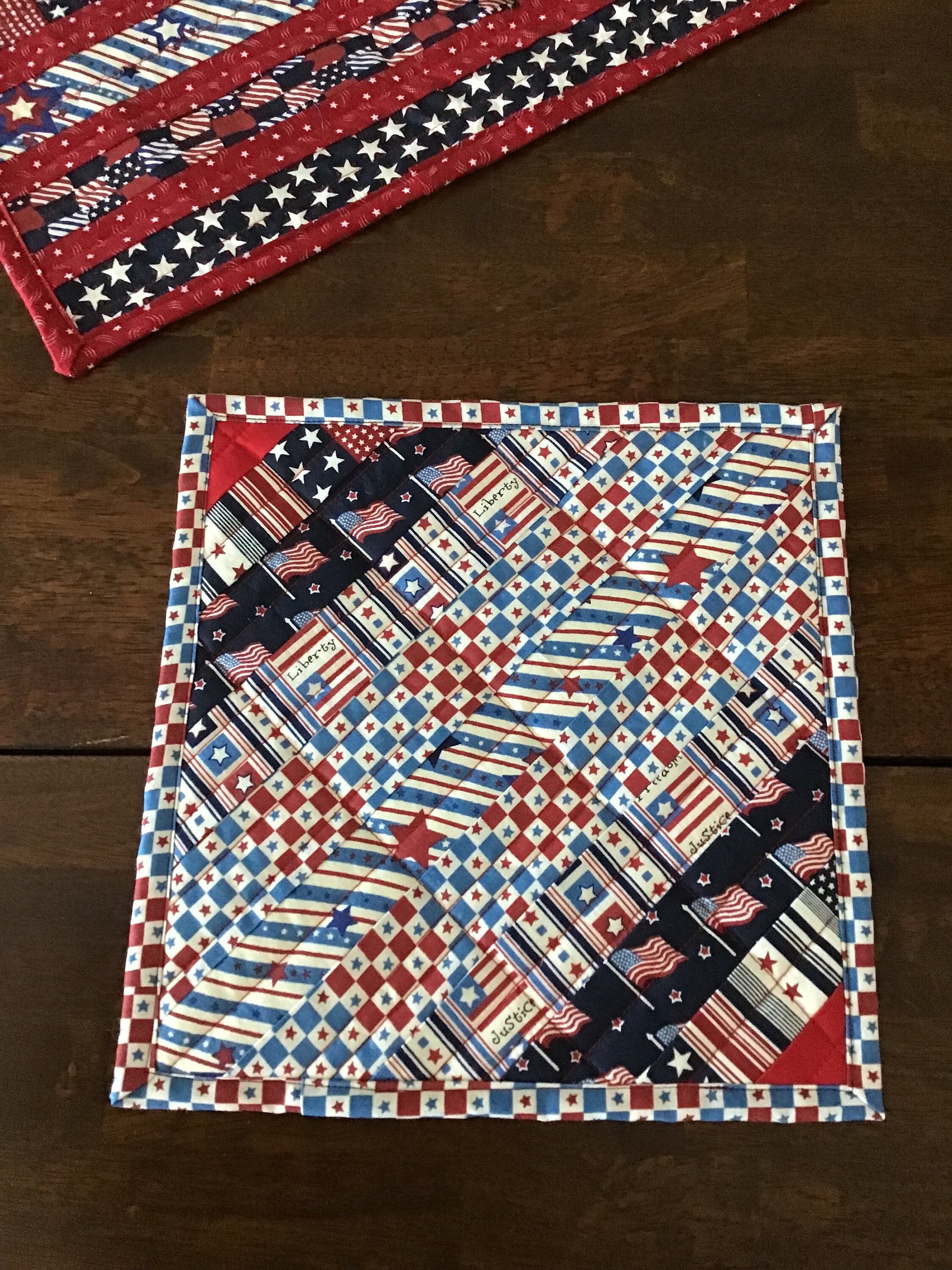 Quilted Americana Table Topper Set Patriotic Red White & Blue - Etsy