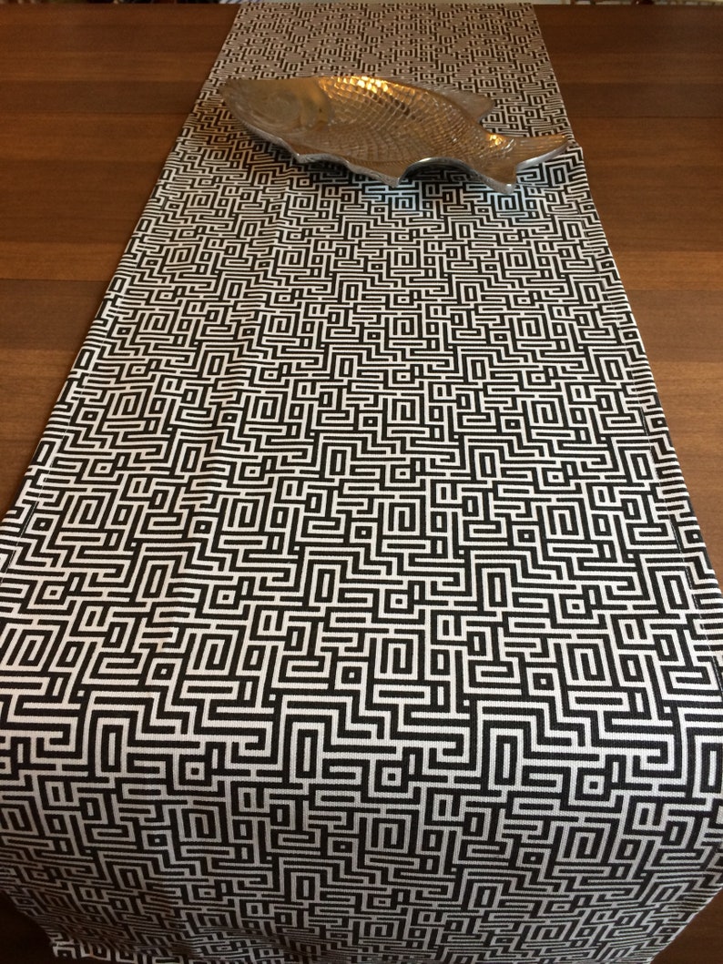 Black White Modern Table Runner Dresser Runner Entryway Etsy