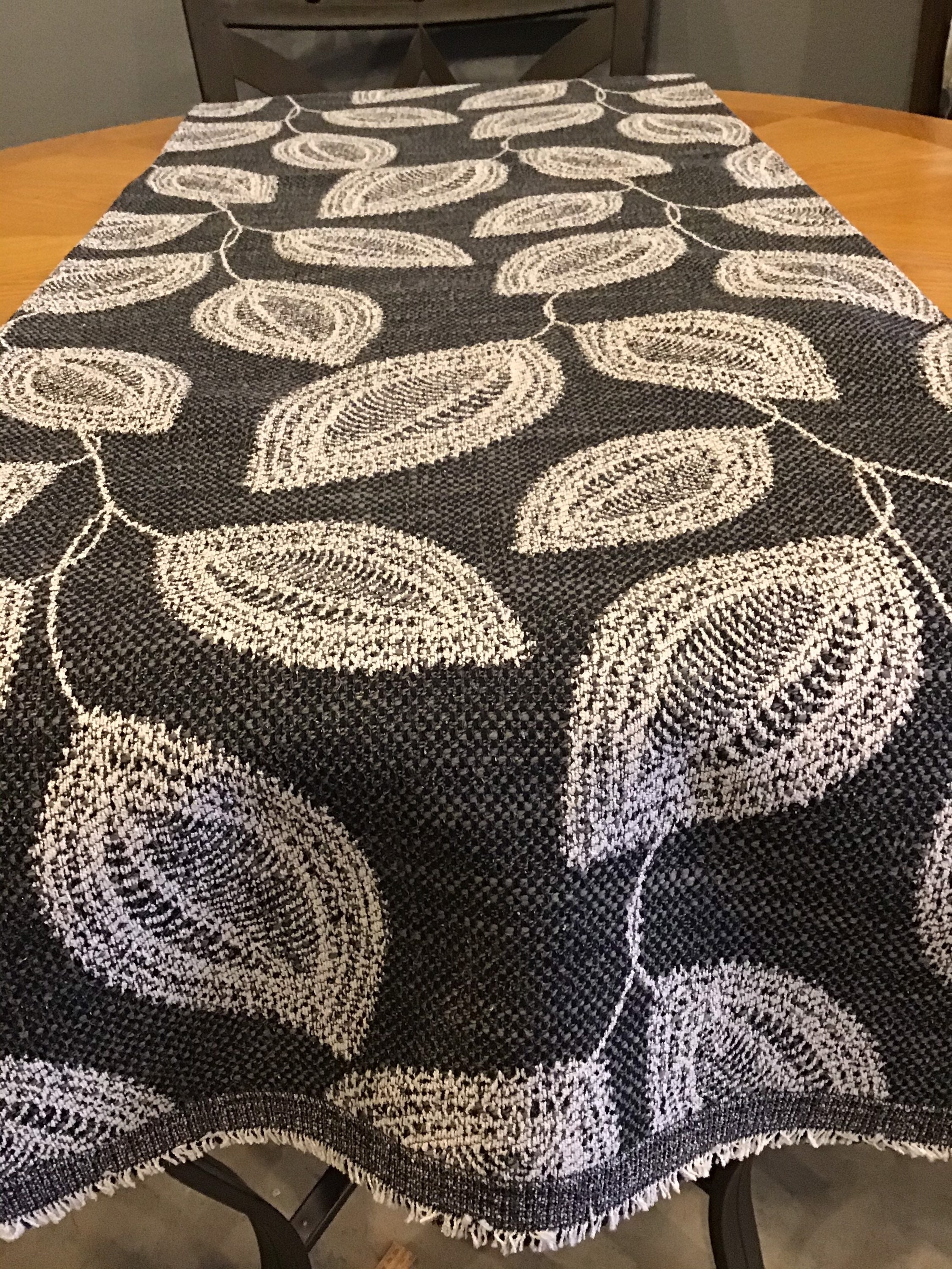 Gray leaf table runner modern gray white runner neutral Etsy