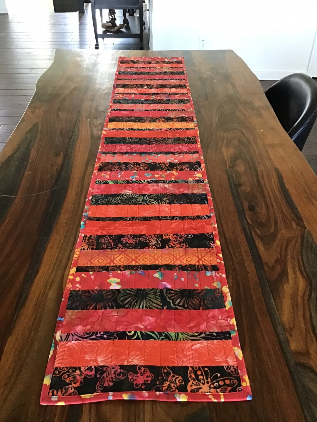 Red Patchwork Table Runner Red Quilted Table Runner Boho Dresser Scarf Table Cover Black Orange ...