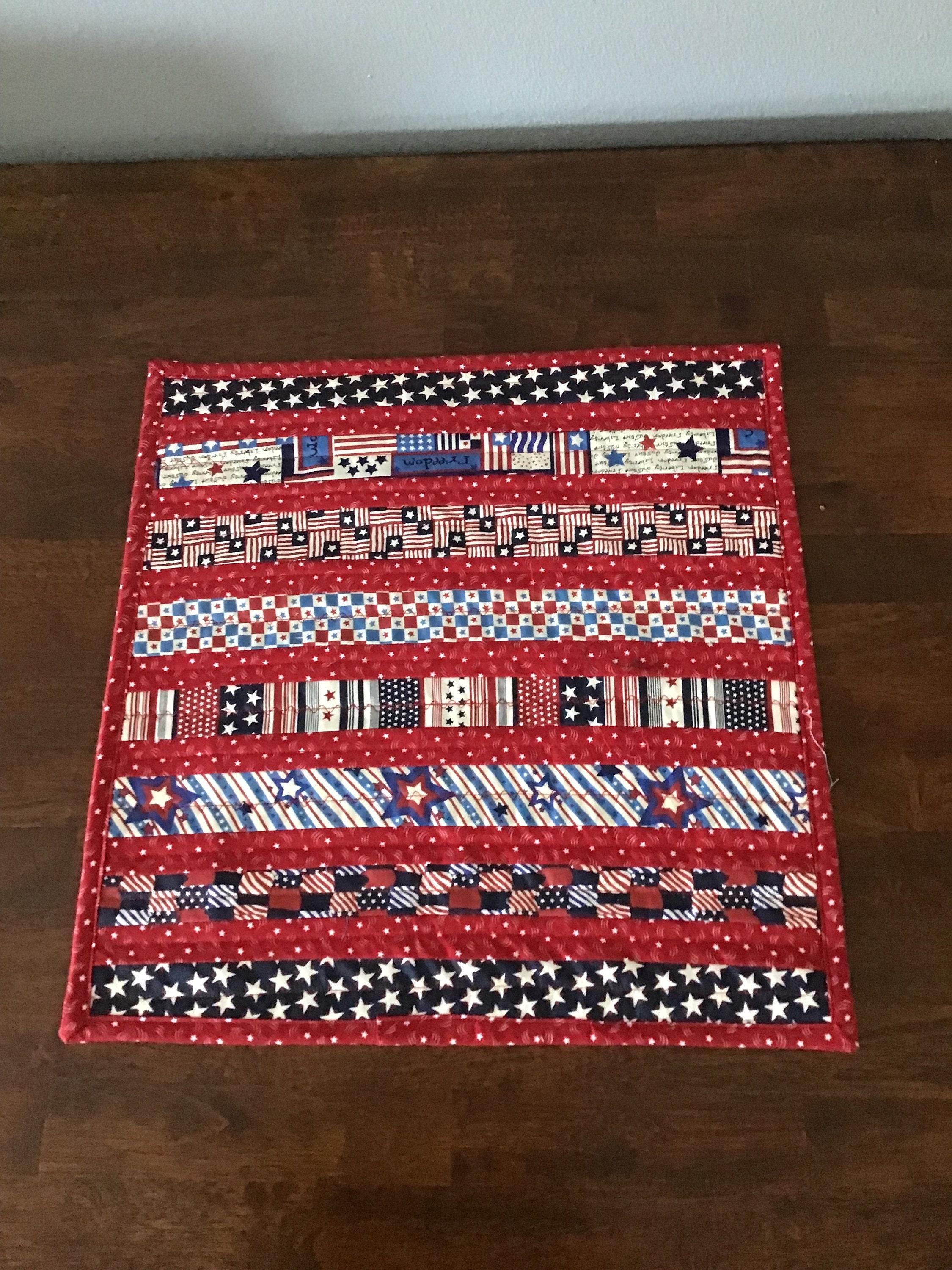Quilted Americana Table Topper Set Patriotic Red White & Blue - Etsy