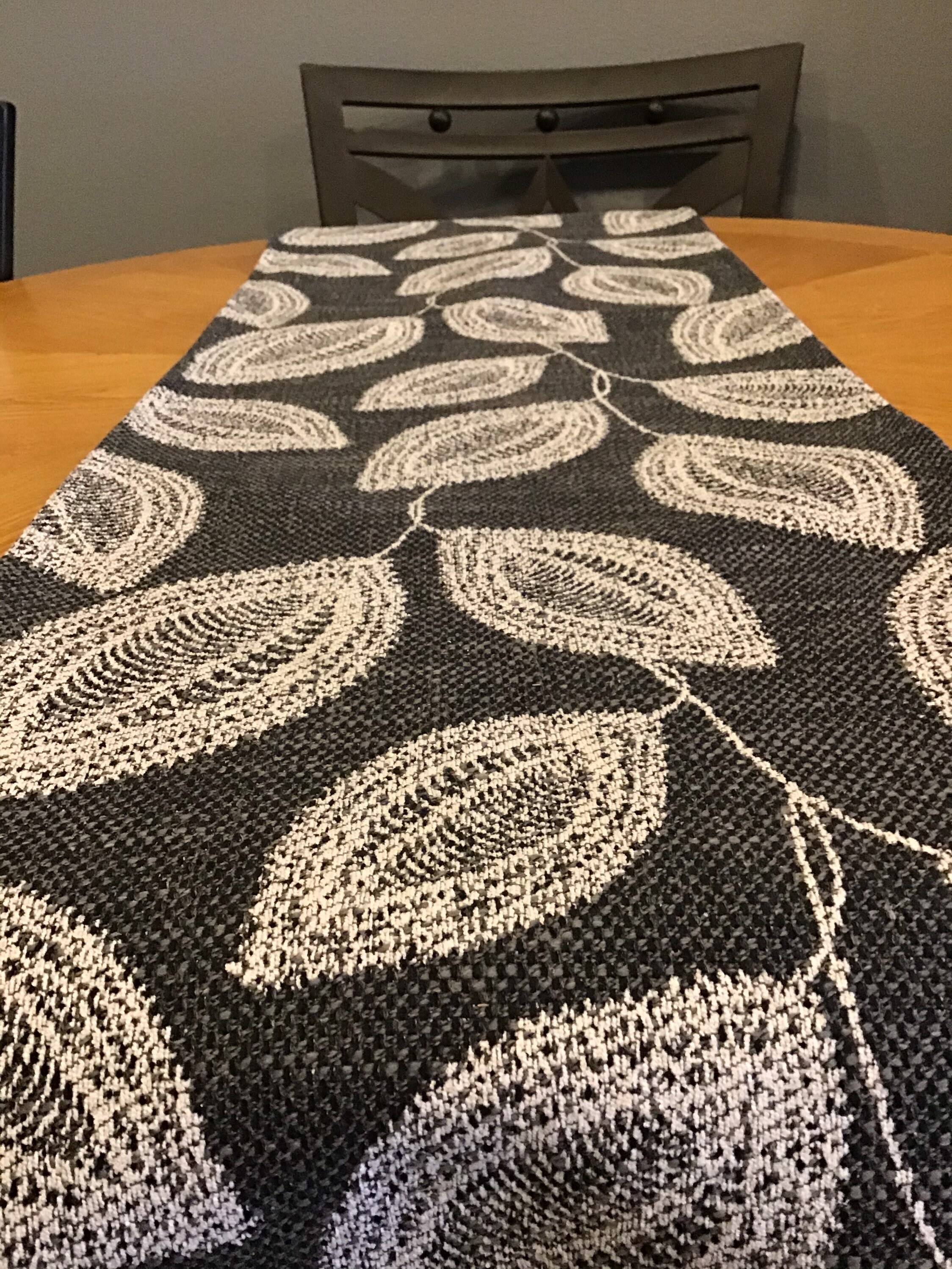 Gray leaf table runner modern gray white runner neutral Etsy